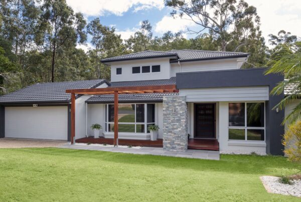 modern two-story house facade.